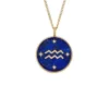 Aquarius Sutton Zodiac Colier cu pandantiv din oțel inoxidabil auriu și lapis albastru Aquarius Sutton Zodiac Colier cu pandantiv din oțel inoxidabil auriu și lapis albastru