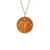 Aries Sutton Zodiac Colier cu pandantiv din oțel inoxidabil auriu și cornalină roșie Aries Sutton Zodiac Colier cu pandantiv din oțel inoxidabil auriu și cornalină roșie