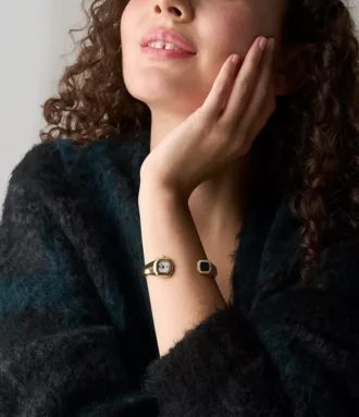 Brățară ceas Harlow din oțel inoxidabil auriu cu două ace