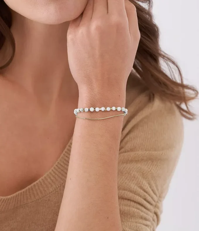 Brățară cu mărgele din lanț Howlite Brățară cu mărgele din lanț Howlite