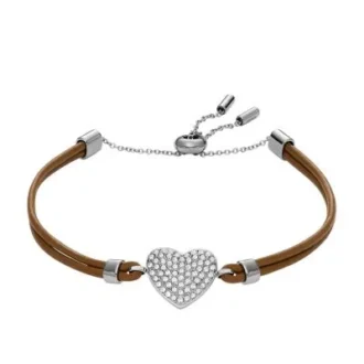 Brățară Sutton Glitz Heart din piele maro