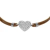 Brățară Sutton Glitz Heart din piele maro Brățară Sutton Glitz Heart din piele maro