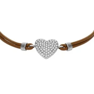 Brățară Sutton Glitz Heart din piele maro
