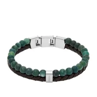 Brățară Townsman Beads din piele maro cu mai multe șiruri