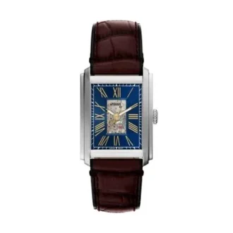 Ceas automat Carraway din piele croco maro