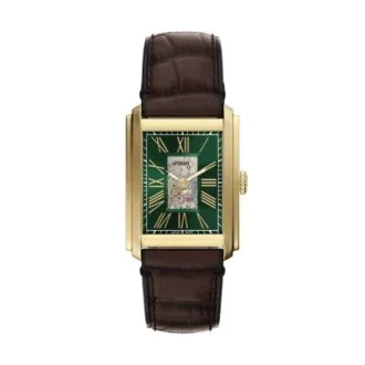 Ceas automat Carraway din piele croco maro