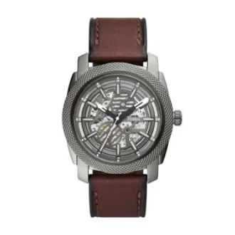 Ceas automat din piele maro LiteHide™