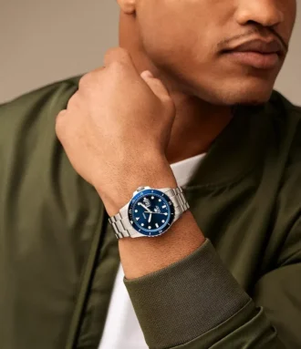 Ceas Fossil Blue Dive cu trei ace și dată, din oțel inoxidabil