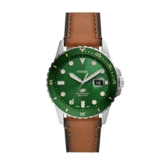 Ceas Fossil Blue Dive cu trei ace și dată, din piele LiteHide™ de culoare maro deschis