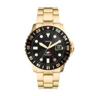 Ceas Fossil Blue GMT din oțel inoxidabil auriu