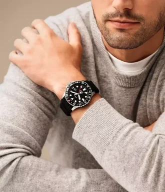 Ceas Fossil Blue GMT din silicon negru