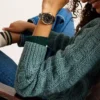 Ceas Gilmore cu trei ace, dată, ton auriu și ceramică neagră