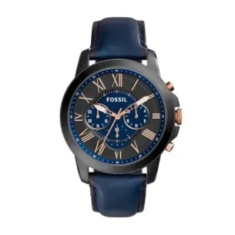 Ceas Grant Chronograph din piele bleumarin