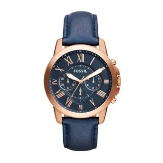 Ceas Grant Chronograph din piele bleumarin