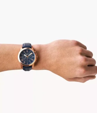 Ceas Grant Chronograph din piele bleumarin