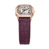 Ceas Harlow cu trei ace din piele croco burgund