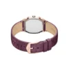 Ceas Harlow cu trei ace din piele croco burgund
