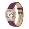 Ceas Harlow cu trei ace din piele croco burgund