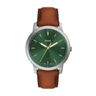 Ceas minimalist cu trei ace și curea din piele maro