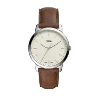 Ceas minimalist cu trei ace și curea din piele maro