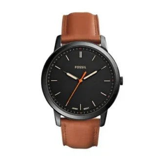 Ceas minimalist subțire cu trei ace, din piele maro deschis