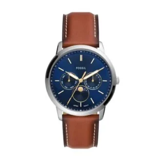 Ceas multifuncțional Neutra Moonphase din piele maro