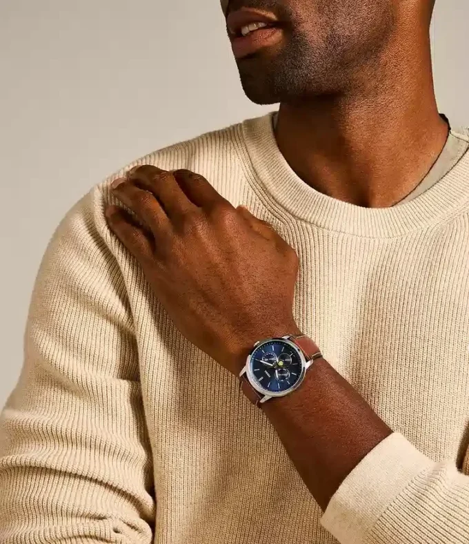 Ceas multifuncțional Neutra Moonphase din piele maro Ceas multifuncțional Neutra Moonphase din piele maro