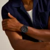 Ceas Nate Chronograph din piele neagră Ceas Nate Chronograph din piele neagră