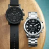 Ceas Nate Chronograph din piele neagră Ceas Nate Chronograph din piele neagră