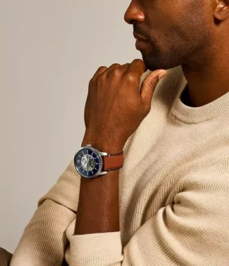 Ceas Townsman 48 mm automat din piele maro deschis