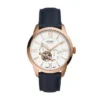 Ceas Townsman automat din piele bleumarin