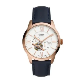 Ceas Townsman automat din piele bleumarin