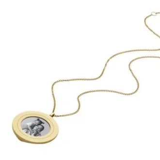 Colecția Harlow Locket Colier cu pandantiv din oțel inoxidabil auriu