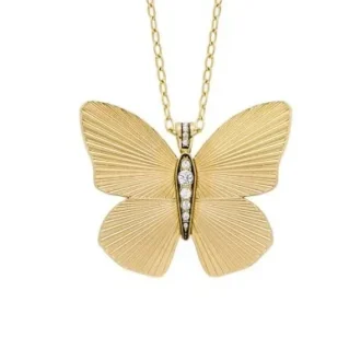 Colier cu pandantiv din oțel inoxidabil auriu din colecția Sutton Butterfly