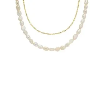 Colier dublu Heritage Pearl D-Link cu perle albe de apă dulce