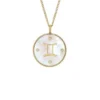 Colier Gemini Sutton Zodiac din oțel inoxidabil auriu cu pandantiv din sidef alb Colier Gemini Sutton Zodiac din oțel inoxidabil auriu cu pandantiv din sidef alb