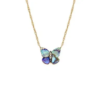 Colier Sutton cu pandantiv multicolor în formă de aripi de fluture din abalone Colier Sutton cu pandantiv multicolor în formă de aripi de fluture din abalone