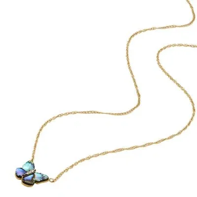 Colier Sutton cu pandantiv multicolor în formă de aripi de fluture din abalone Colier Sutton cu pandantiv multicolor în formă de aripi de fluture din abalone