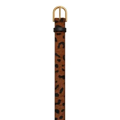 Curea D-Link din piele de vițel cu imprimeu leopard Curea D-Link din piele de vițel cu imprimeu leopard