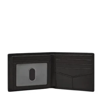 Derrick Piele RFID Bifold cu portofel cu fereastră pentru actul de identitate