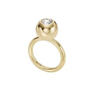 Inel cu element central din alamă aurie Bright Baubles Inel cu element central din alamă aurie Bright Baubles