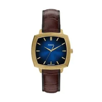 Nick Jonas x Fossil Machine Luxe Blue Vignette Ceas cu trei ace din piele croco maro