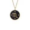 Scorpio Sutton Zodiac Colier cu pandantiv din oțel inoxidabil auriu și gresie neagră