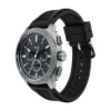 Set ceas și brățară din silicon negru cu cronograf mecanic
