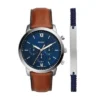 Set ceas și brățară Neutra Chronograph din piele pentru bagaje