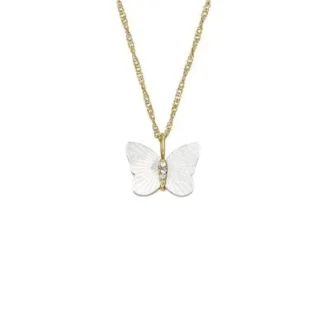 Sutton Radiant Wings Colier cu lanț și fluture din sidef alb