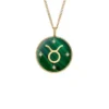 Taurus Sutton Zodiac Colier cu pandantiv din oțel inoxidabil auriu și malachit verde Taurus Sutton Zodiac Colier cu pandantiv din oțel inoxidabil auriu și malachit verde