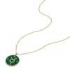 Taurus Sutton Zodiac Colier cu pandantiv din oțel inoxidabil auriu și malachit verde Taurus Sutton Zodiac Colier cu pandantiv din oțel inoxidabil auriu și malachit verde