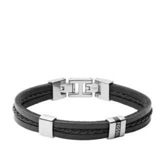 Townsman Leather Essentials Brățară din piele neagră cu mai multe șiruri